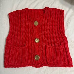 Red Knit Sweater Vest
